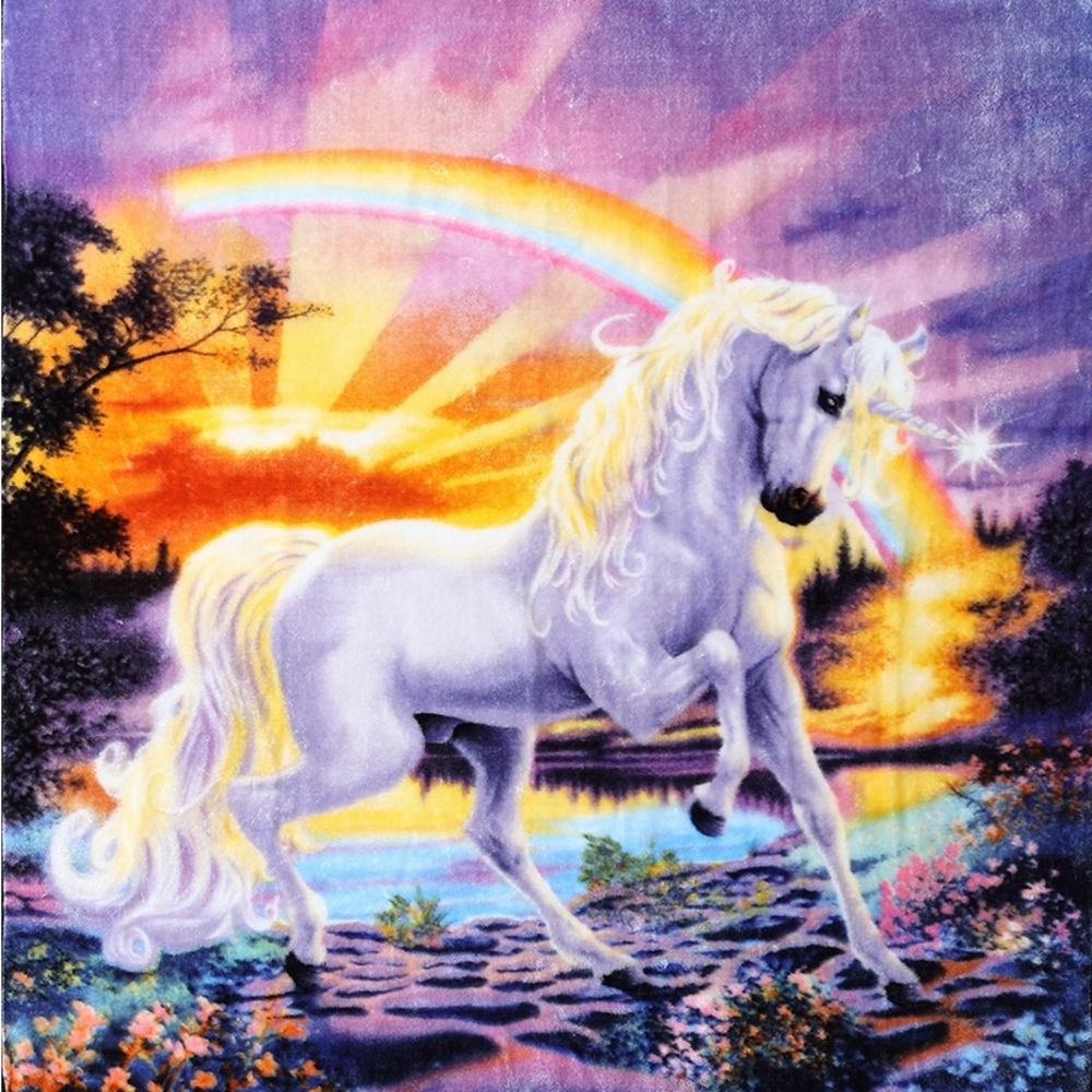 Super plushy unicorn and rainbow blanket